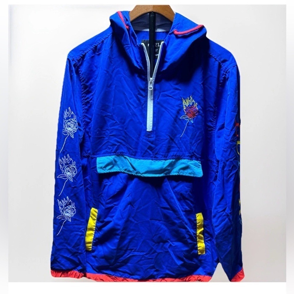 Rue21 Y2K Medium Pullover Windbreaker Jacket Embroidered Back Graphic Mall Brand
